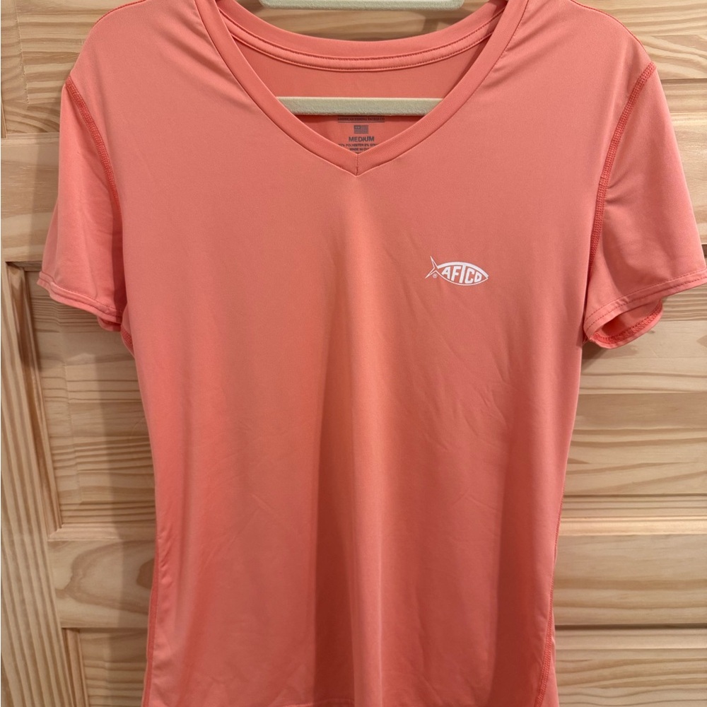AFTCO Women's Coral Short Sleeve V-Neck Tee
